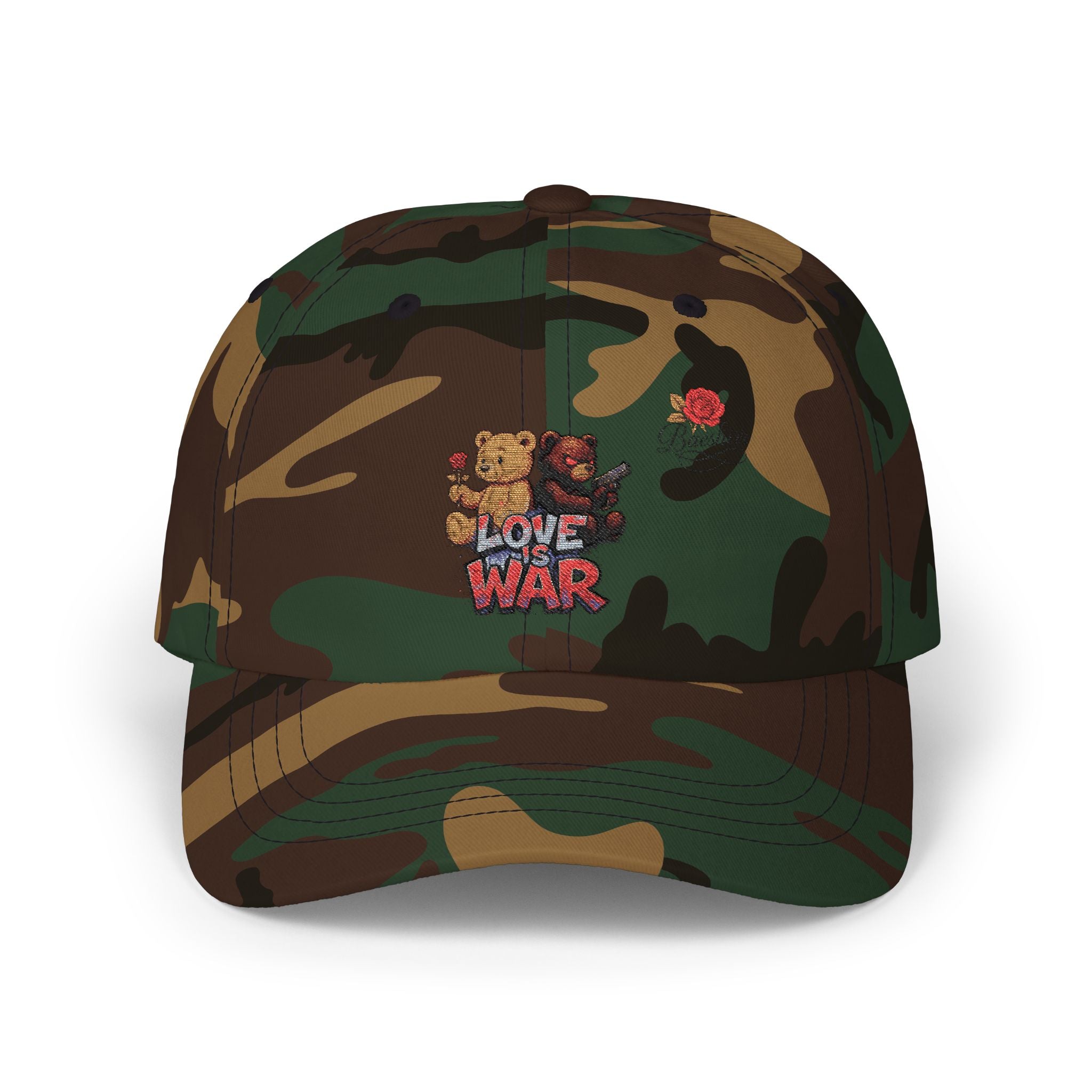 Dad Cap — 'Love War' Teddy Bear Rose Embroidered Baseball Hat
