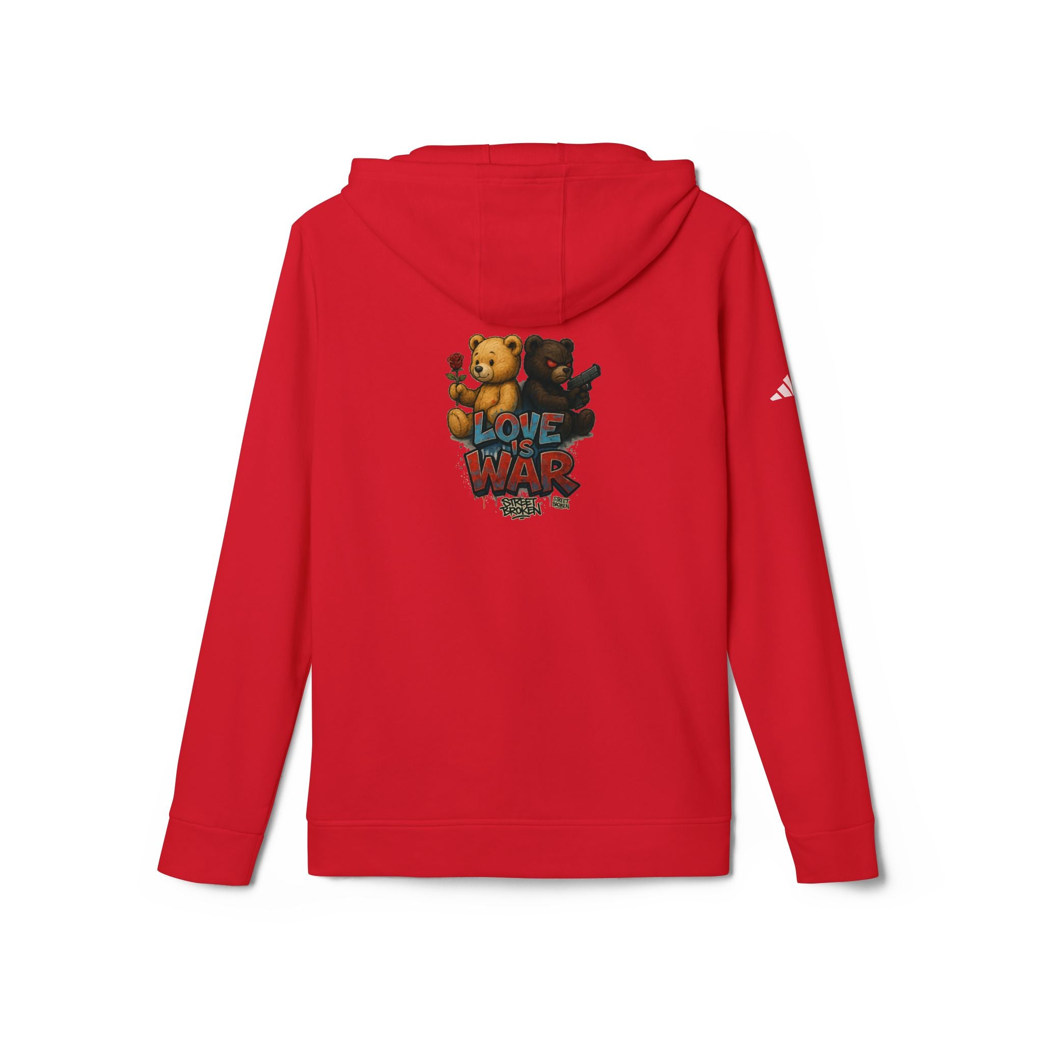 Love & War Teddy Graphic Hoodie — White Fleece Pullover