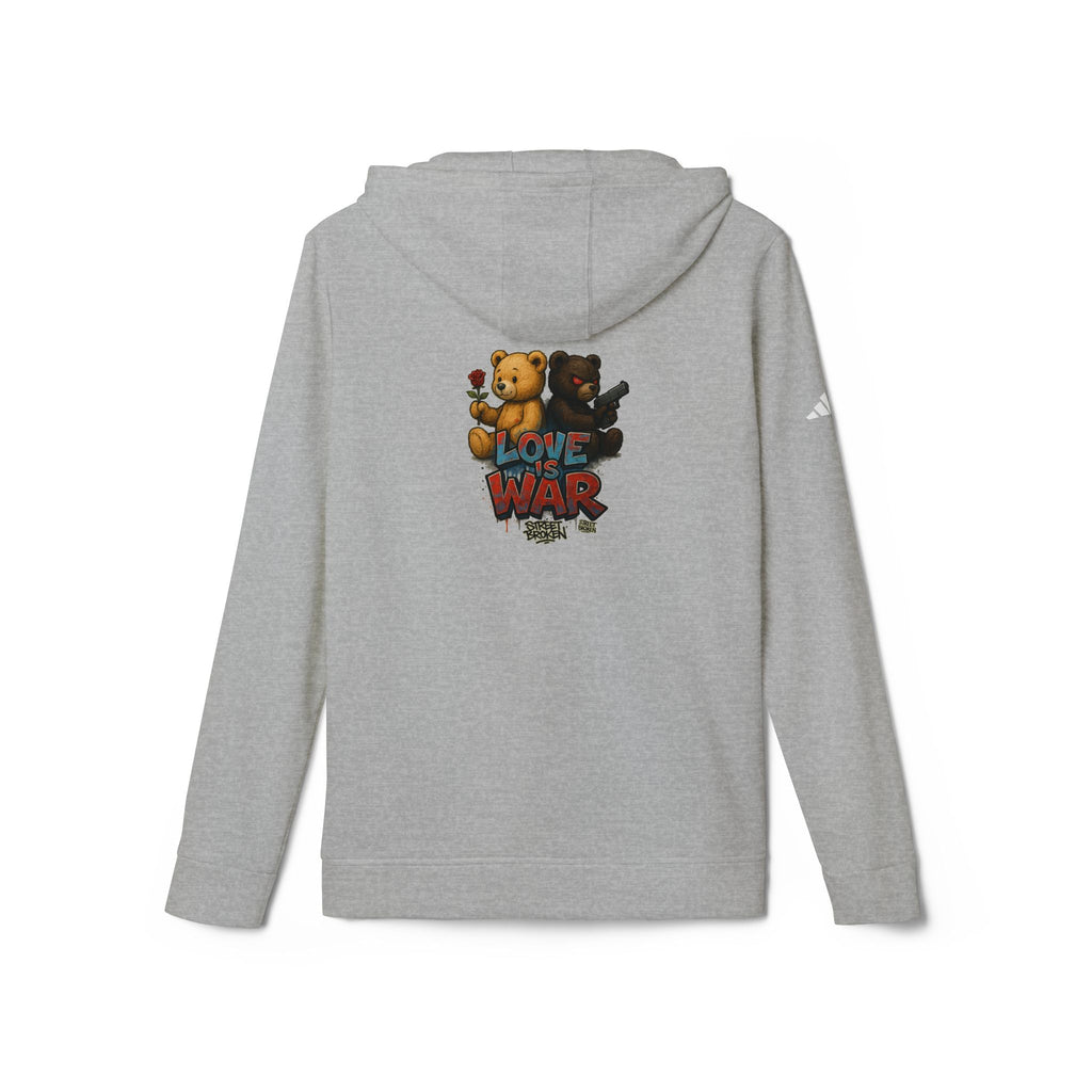 Love & War Teddy Graphic Hoodie — White Fleece Pullover