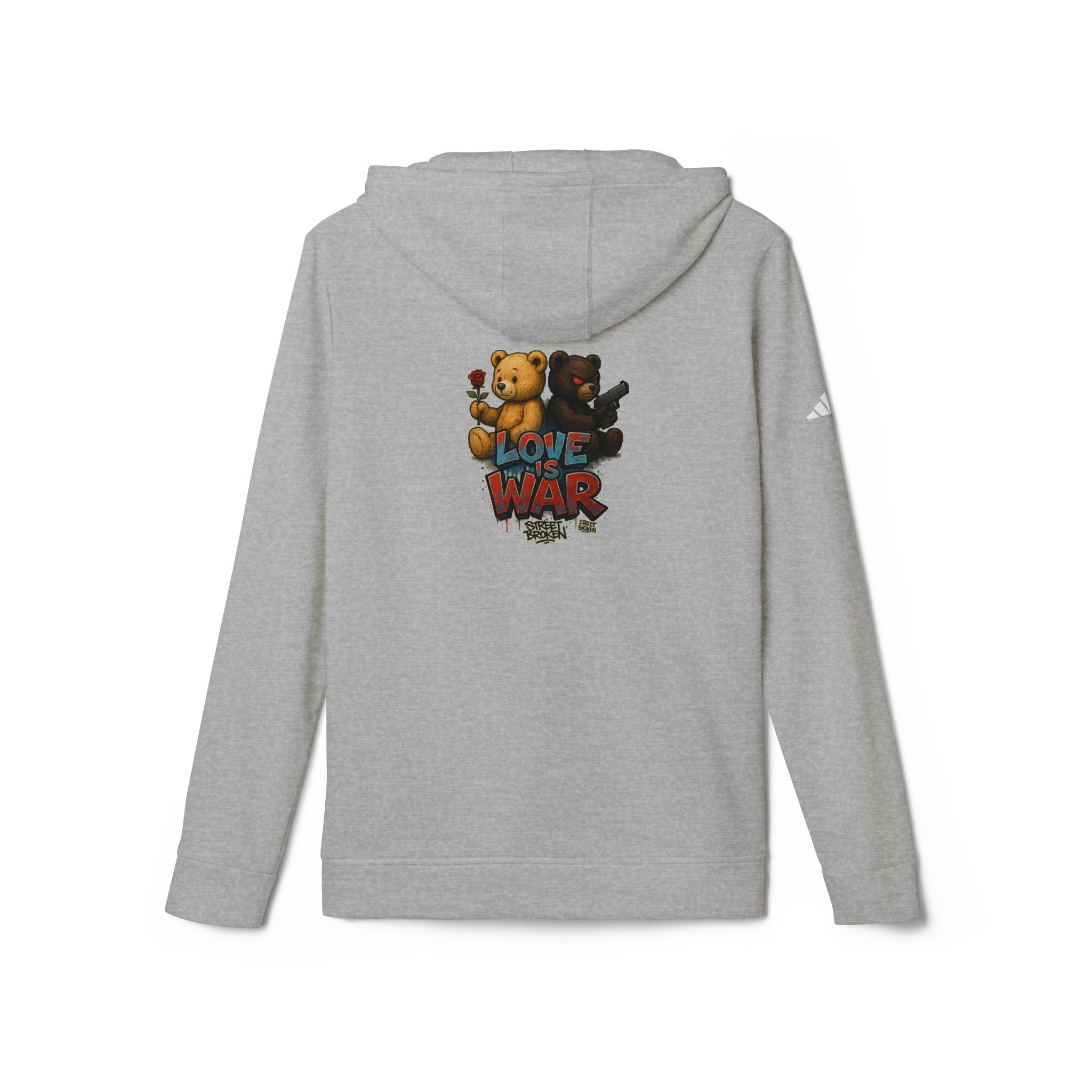 Love & War Teddy Graphic Hoodie — White Fleece Pullover