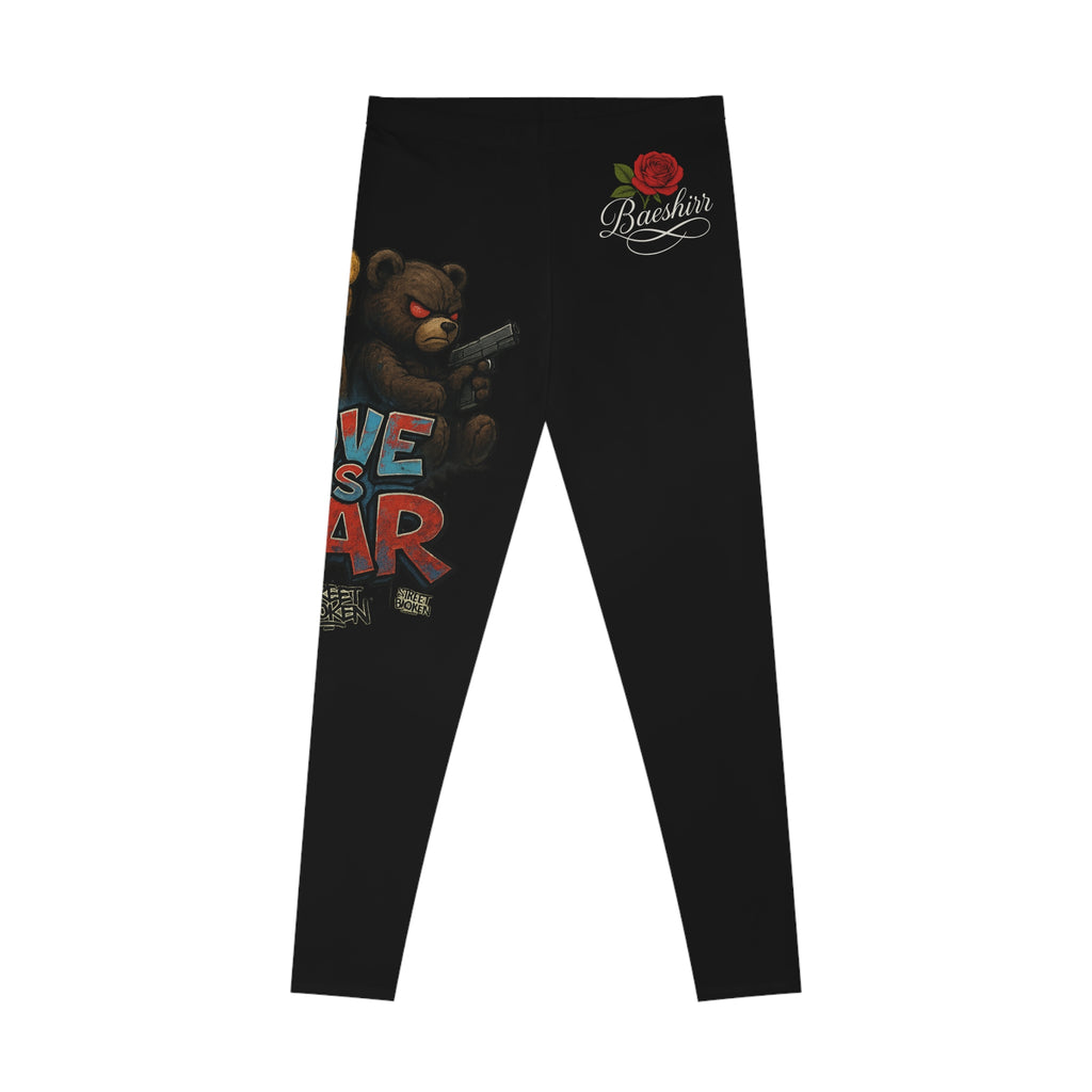 Love Warrior Leggings — Cute Teddy Bear Rose Graphic Leggings