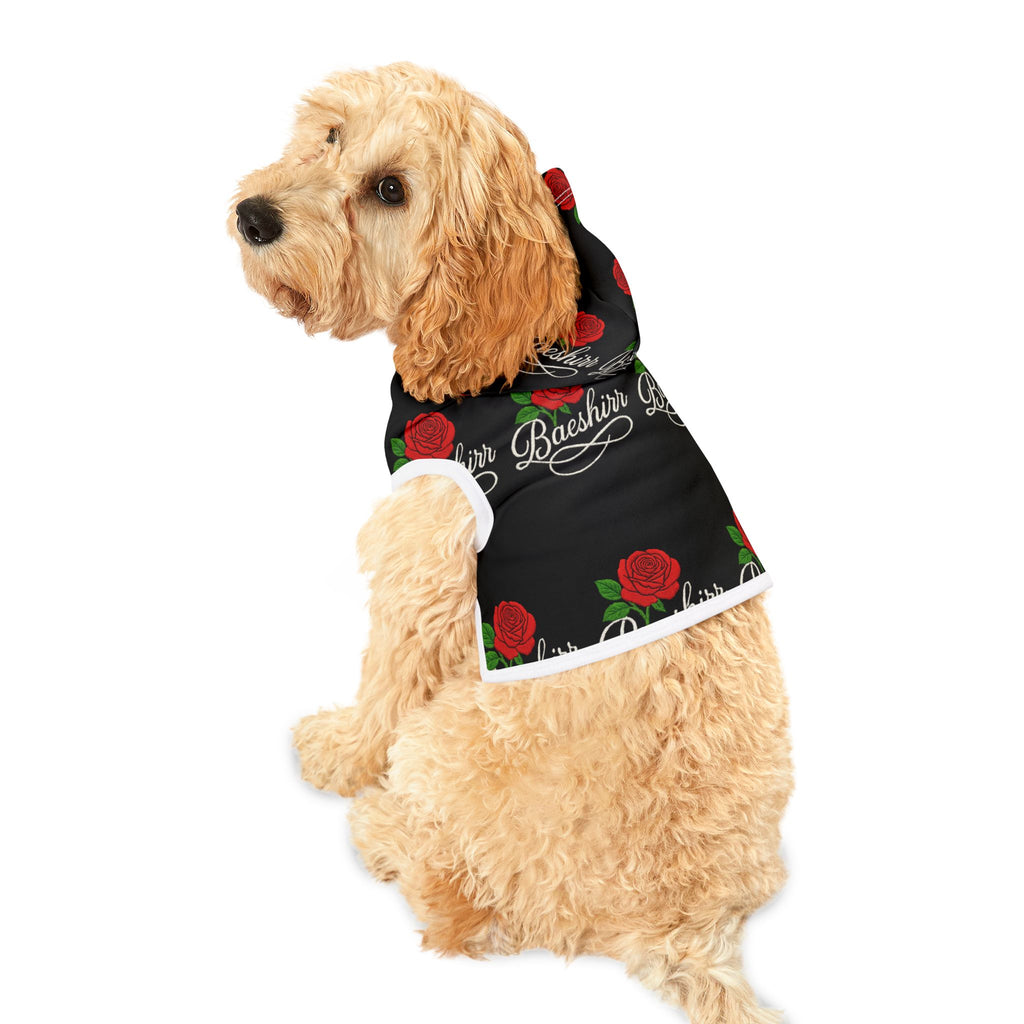 Pet Hoodie — Black Rose "Baeshirr" Dog Hoodie | Romantic Floral Pet Sweatshirt