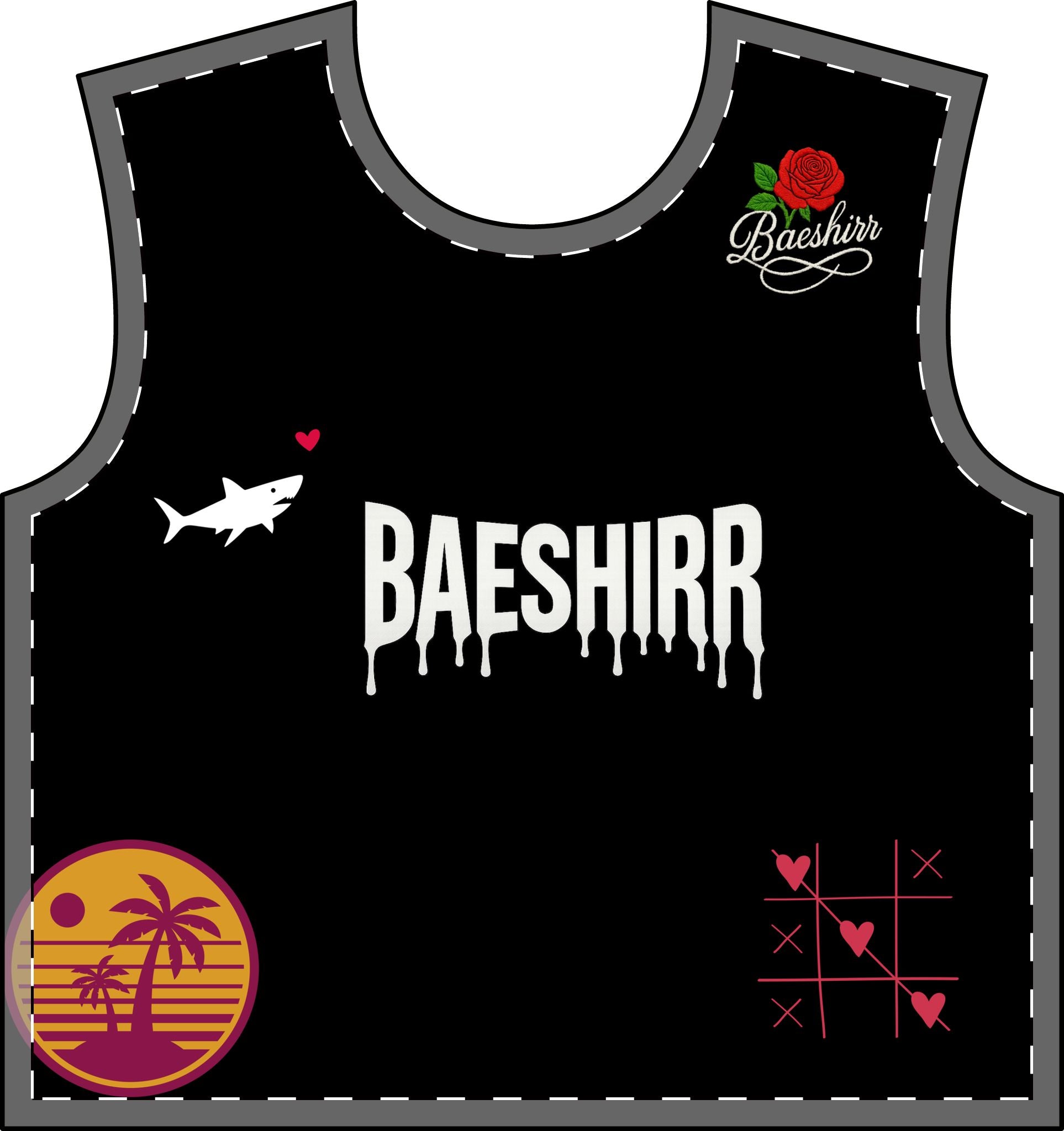 Men's Crewneck Sweatshirt — Romantic Shark & Rose All-Over Print