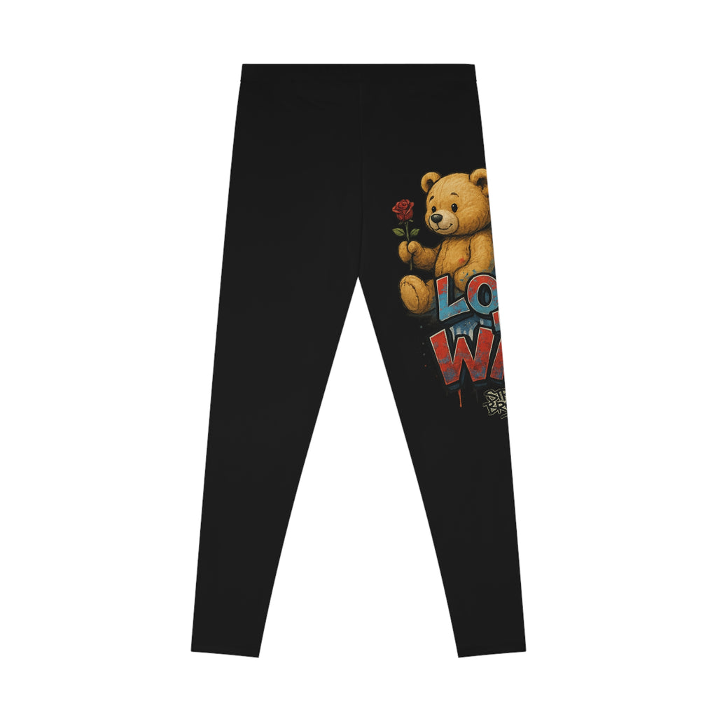 Love Warrior Leggings — Cute Teddy Bear Rose Graphic Leggings