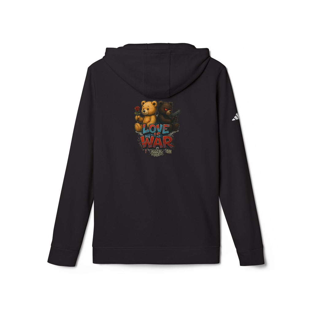 Love & War Teddy Graphic Hoodie — White Fleece Pullover