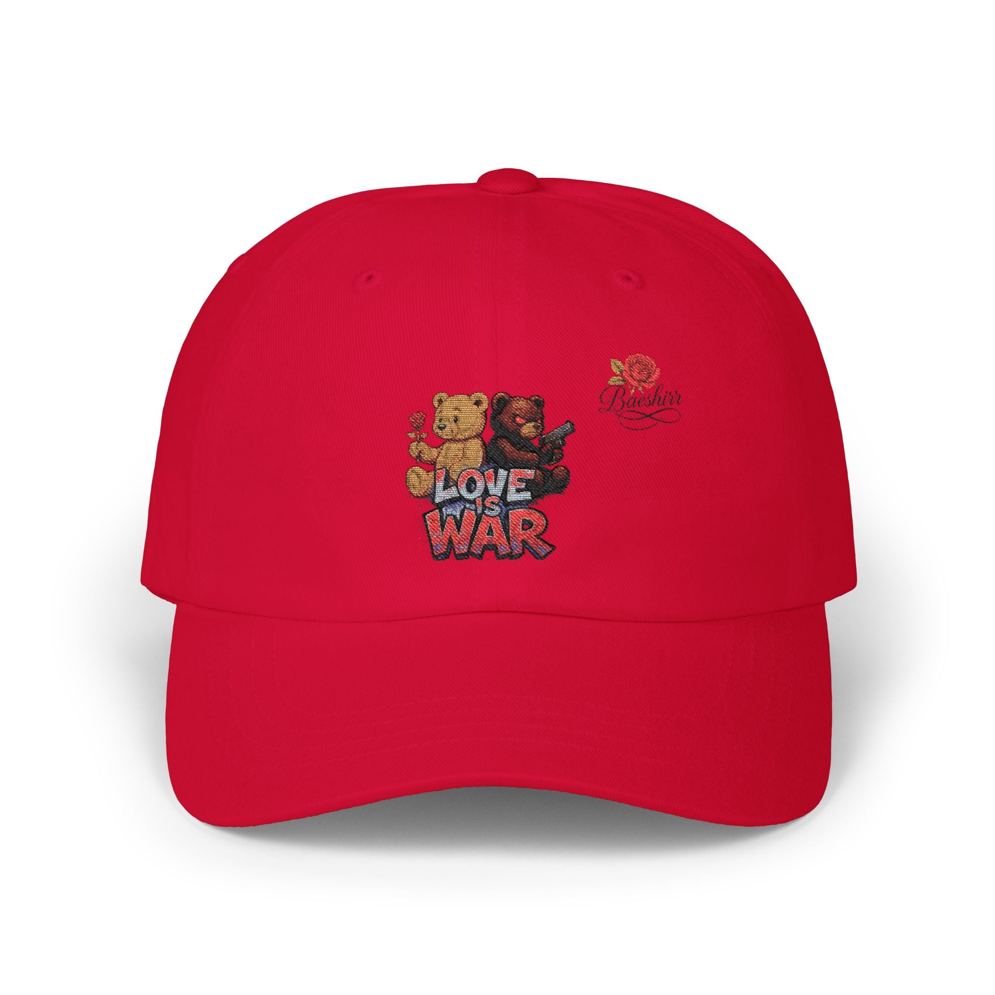 Dad Cap — 'Love War' Teddy Bear Rose Embroidered Baseball Hat