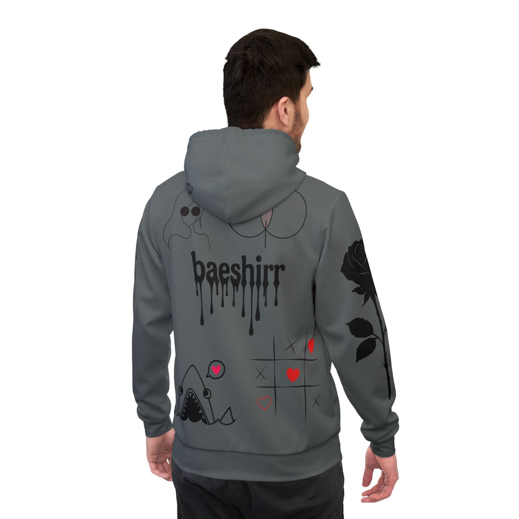 Graphic Athletic Hoodie — 'WHOLEWESS' Streetwear Hoodie with Rose, Butterfly & Playful Patches
