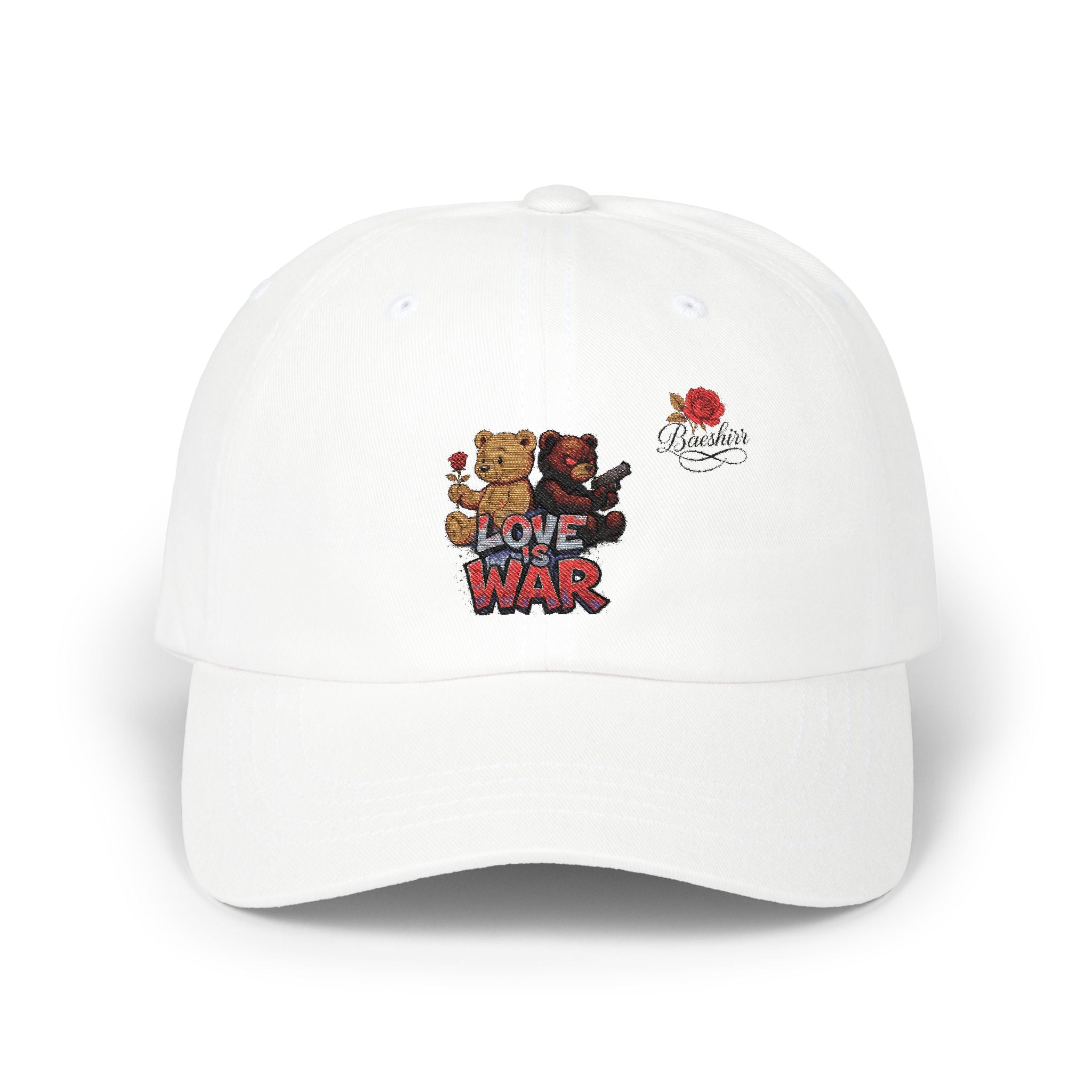 Dad Cap — 'Love War' Teddy Bear Rose Embroidered Baseball Hat
