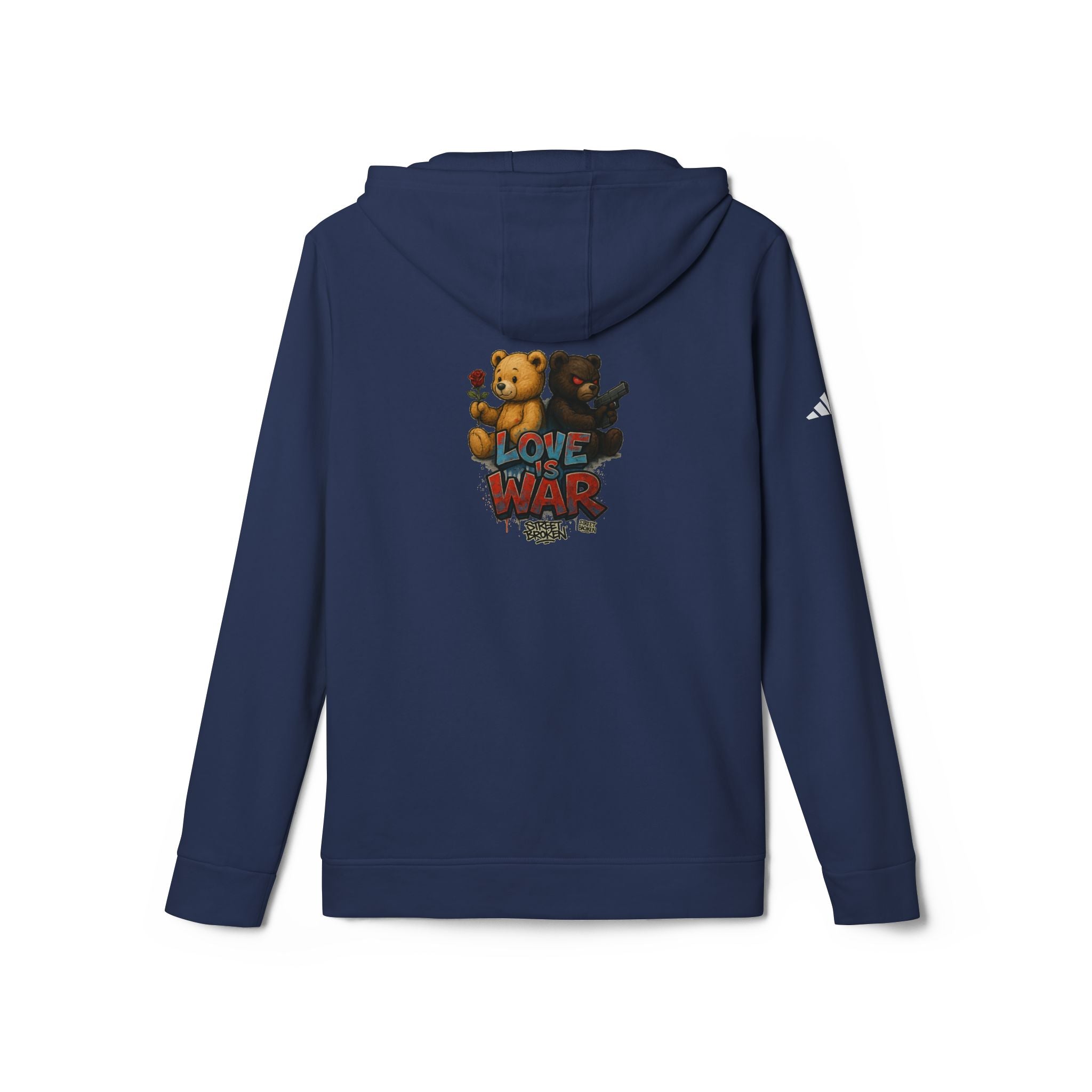Love & War Teddy Graphic Hoodie — White Fleece Pullover