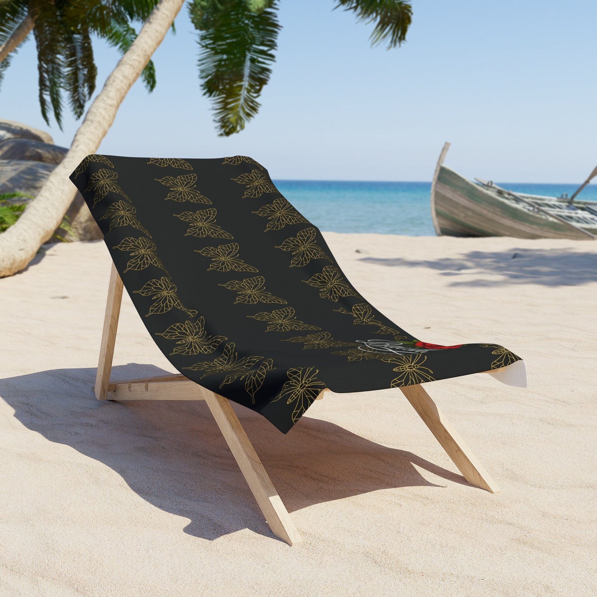 Baeshirr Rose & Gold Butterfly Beach Towel