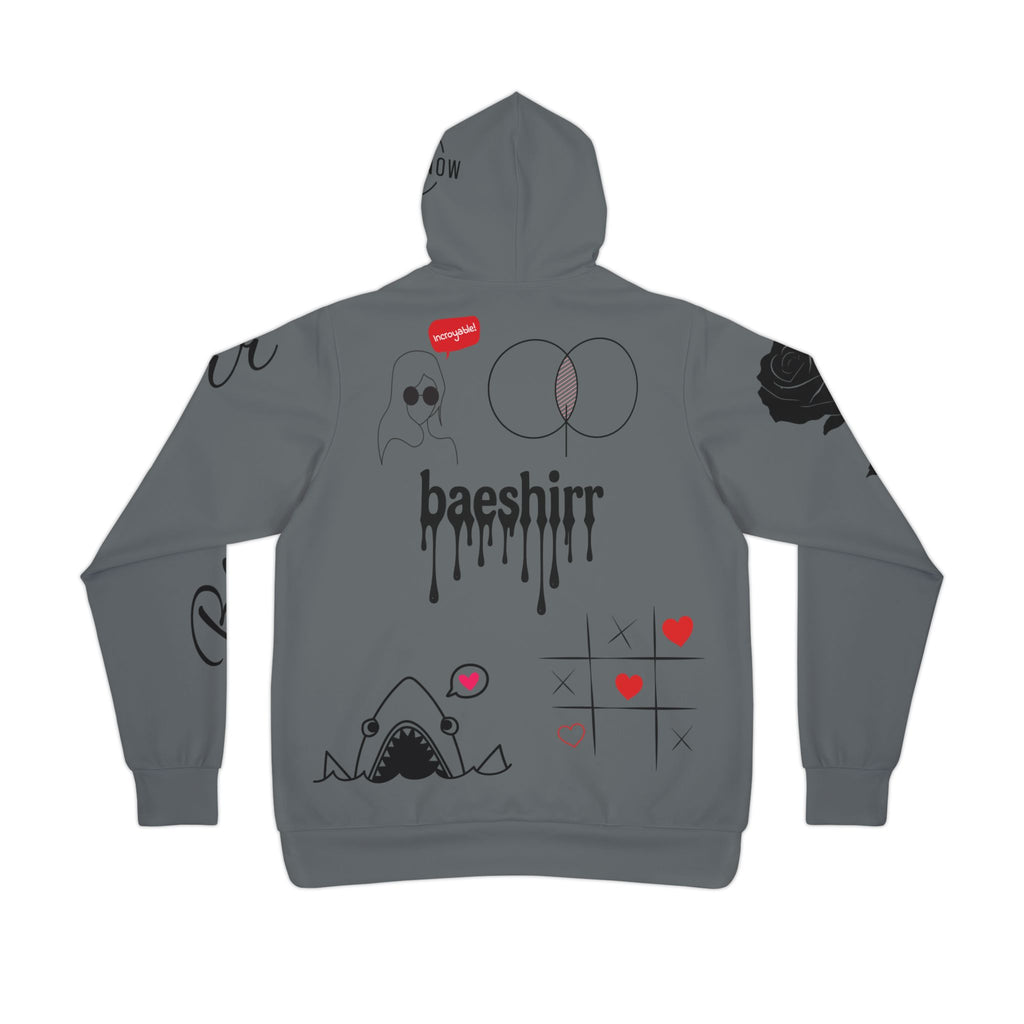 Graphic Athletic Hoodie — 'WHOLEWESS' Streetwear Hoodie with Rose, Butterfly & Playful Patches