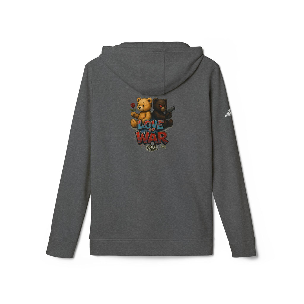 Love & War Teddy Graphic Hoodie — White Fleece Pullover