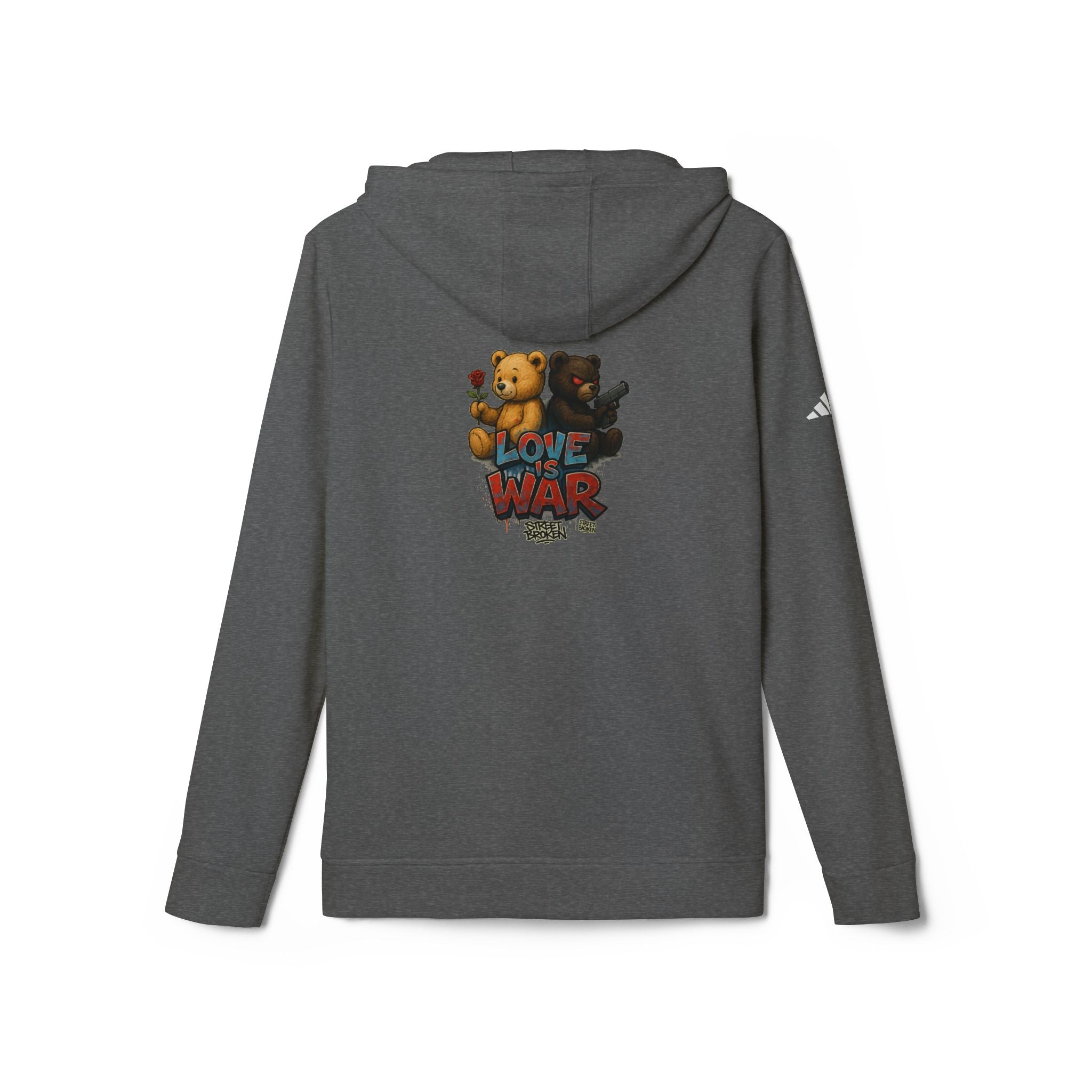 Love & War Teddy Graphic Hoodie — White Fleece Pullover
